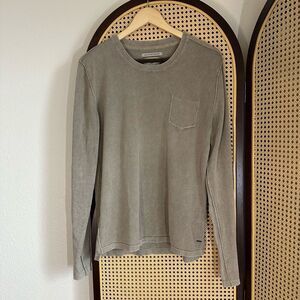 Khujo Rooftop Brand Washed Tan Gray Long Sleeve Sweatshirt Size L Minimalist